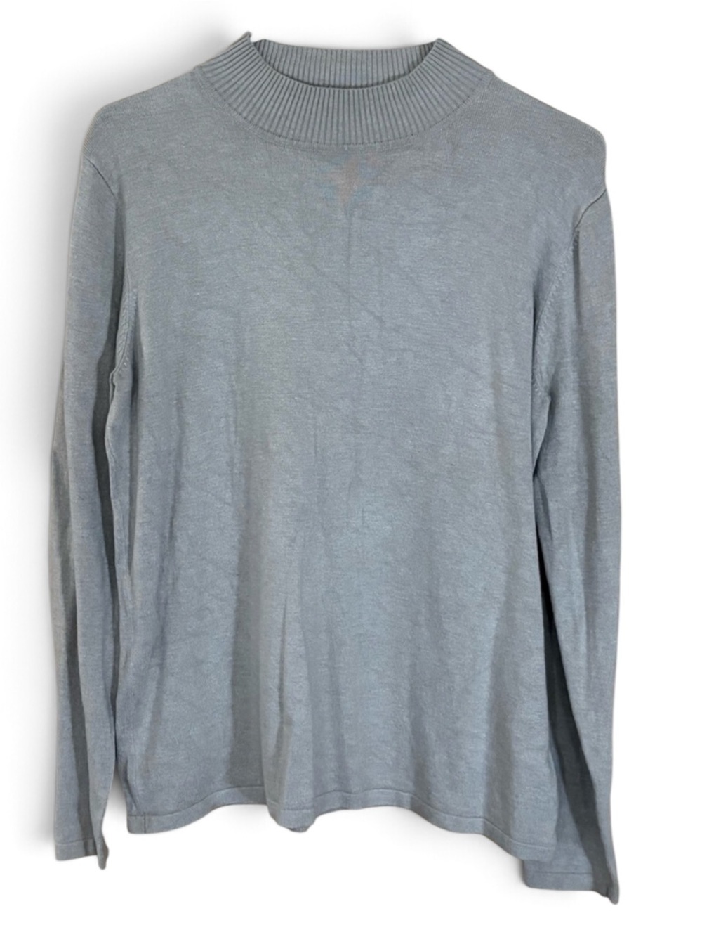 Light Gray Mock Turtleneck Lightweight Pullover Sweater